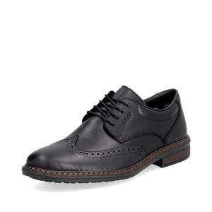 Rieker Mens Black Laced Brogue Shoe - 17620