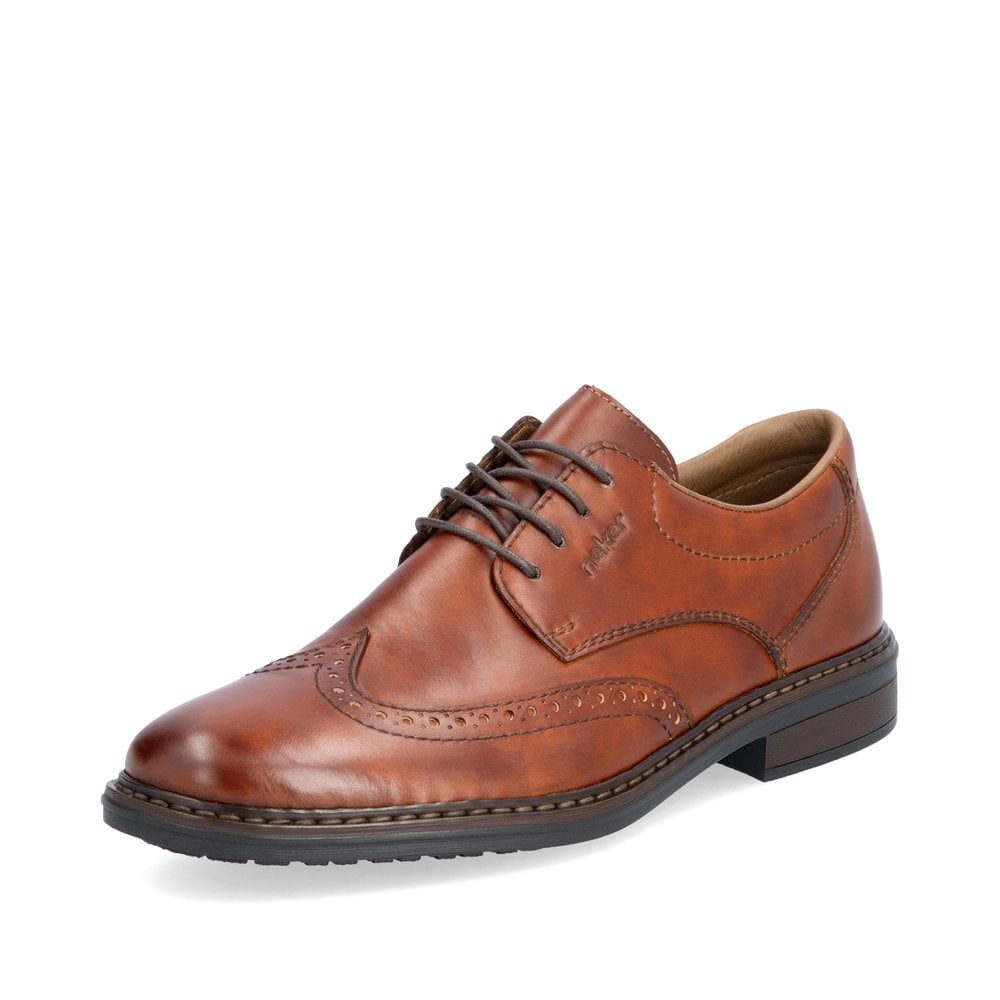 Rieker Mens Tan Laced Brogue Shoe - 17620