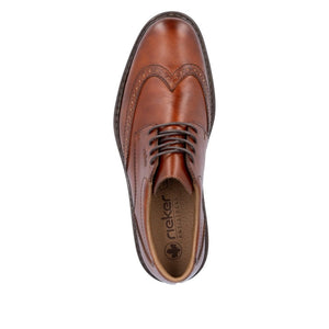 Rieker Mens Tan Laced Brogue Shoe - 17620