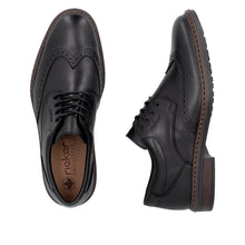 Load image into Gallery viewer, Rieker Mens Black Laced Brogue Shoe - 17620
