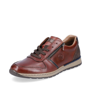 Rieker Mens Rich Tan Casual Shoe - Laced and Zip Fastening - B2112