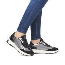 Load image into Gallery viewer, Rieker Ladies Smart Trainer - Silver and Black - W1306
