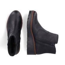 Load image into Gallery viewer, Rieker Ladies Black Plain Warm Lined Low Wedge Boot - X9165 00
