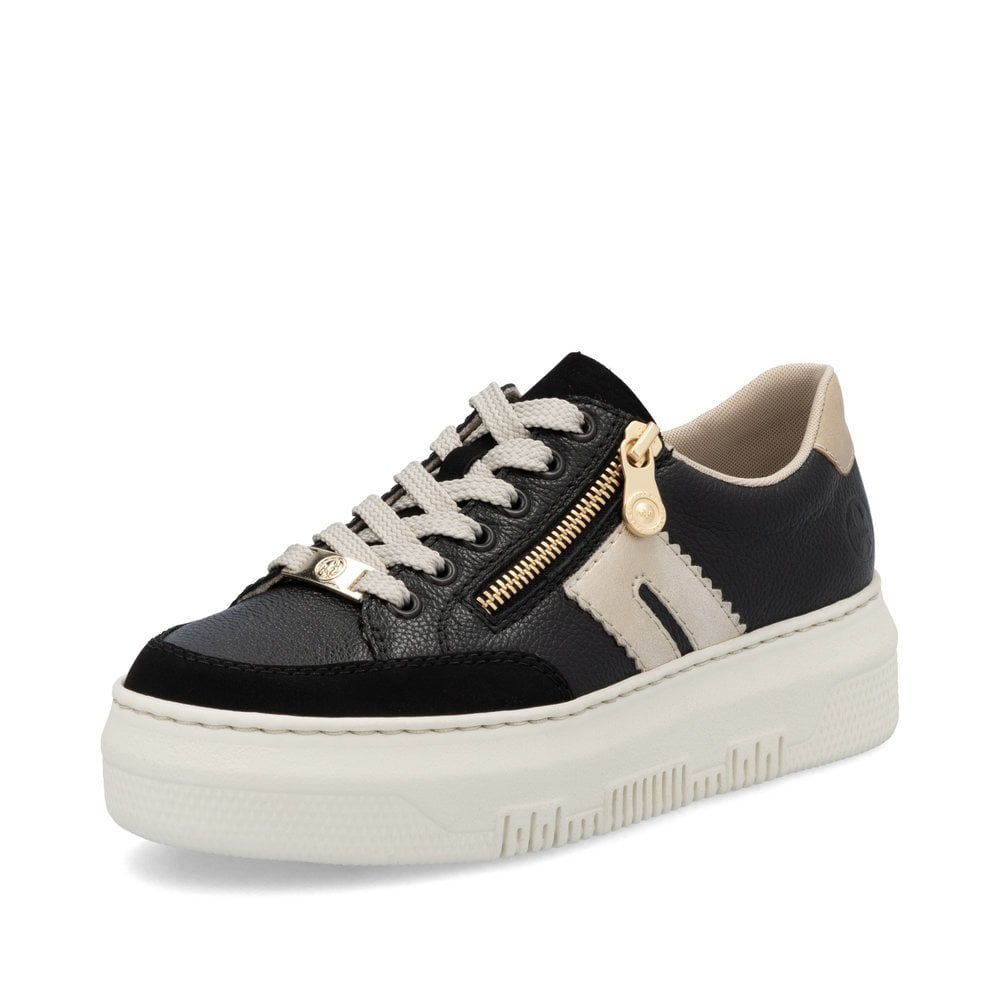 Rieker Ladies Black Casual Lace and Zip Shoe - M1912
