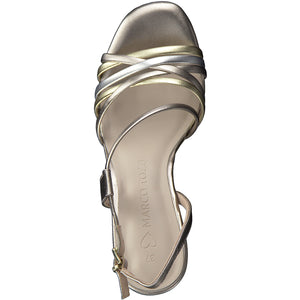 Marco Tozzi Ladies Rose Metallic Combination Strappy Sandal - Heel