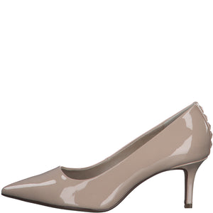 S Oliver Ladies Smart Heeled Court - Natural Patent