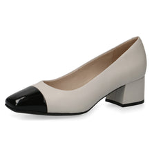 Load image into Gallery viewer, Caprice Ladies Smart Court Shoe Off White and Black Accent Toe
