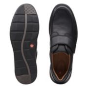 Clarks Men's Un Abode Strap Shoe - Black Leather - Velcro Fastening - H Width Fit - Unstructured Range